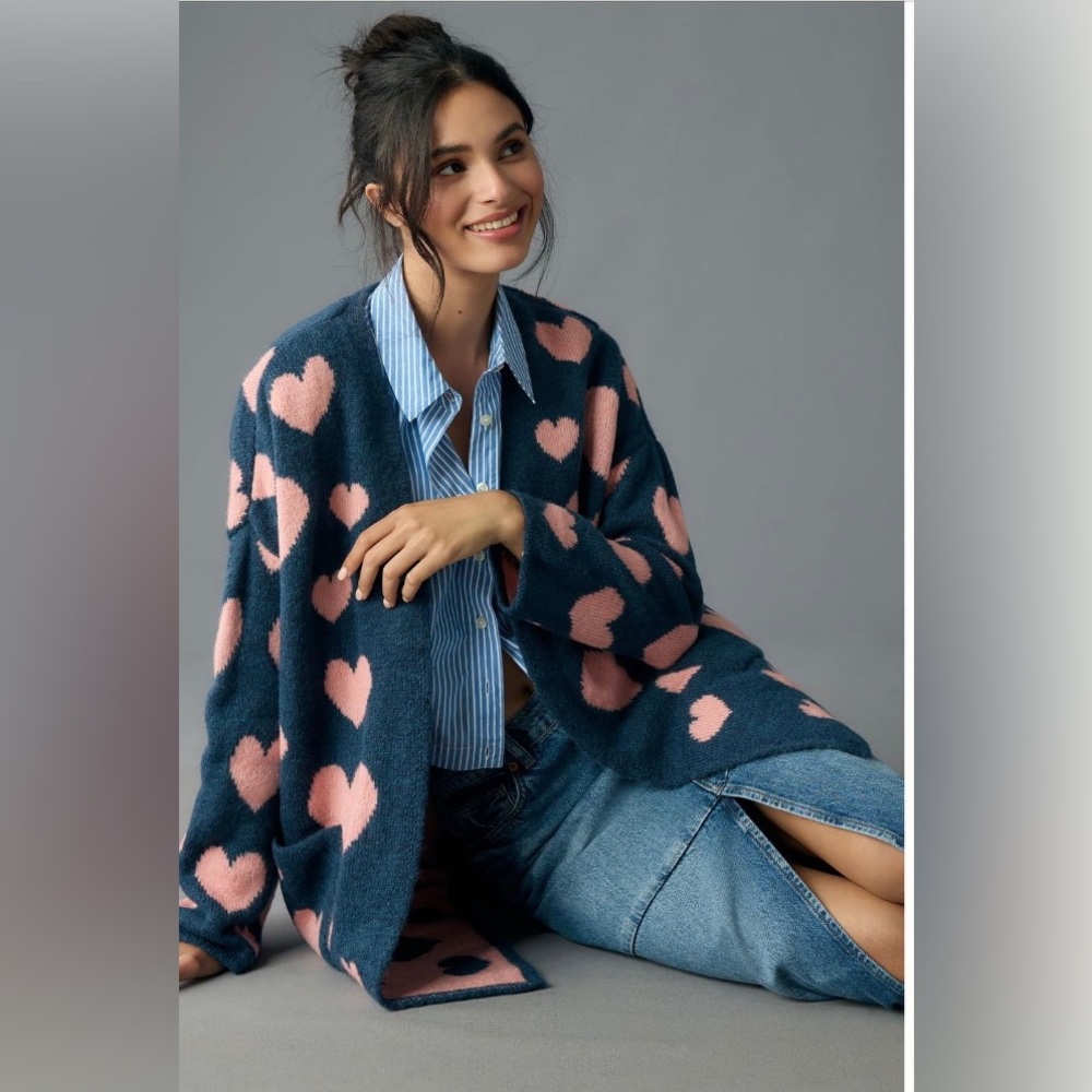 Maeve hearts cardigan Anthropologie XS/S